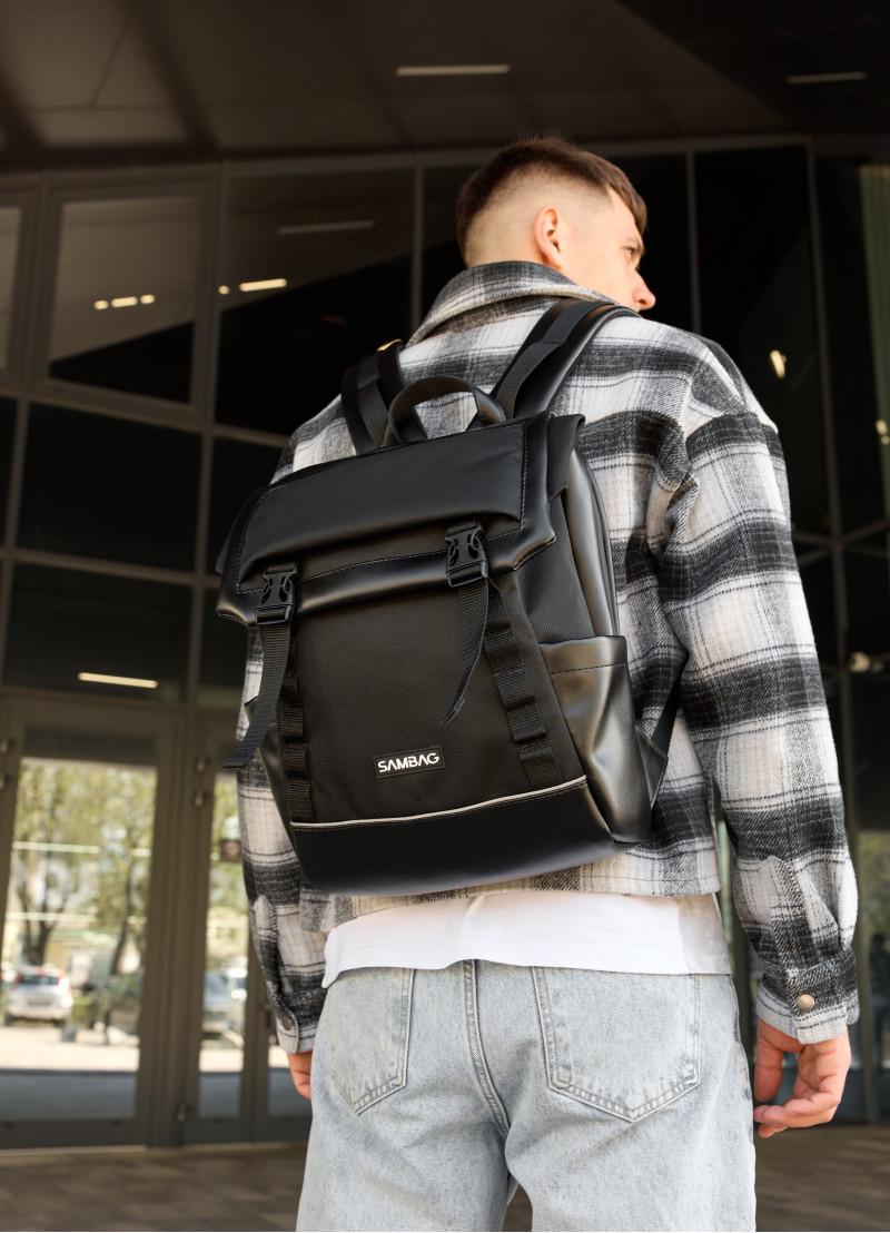 Рюкзак мужской Sambag Aura 39х29х13 см Черный (24551301m)