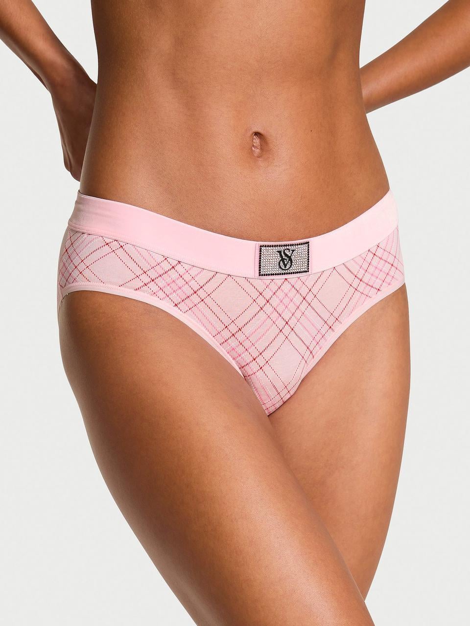 Трусики женские Victoria's Secret Logo Cotton Shine Patch Velvet Hiphugger M Розовый (2863038463)