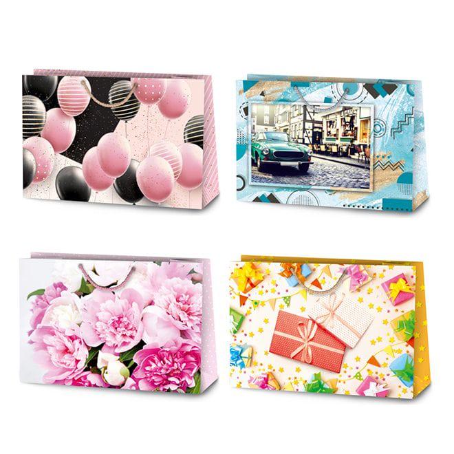 Пакет подарочный Flora микс 35,5х12,5х24,5 см 10 шт. (8441)