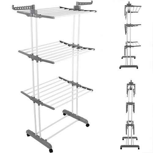 Сушилка для белья и одежды Garment Rack With Wheels 3 яруса 76х64х170 см - фото 2