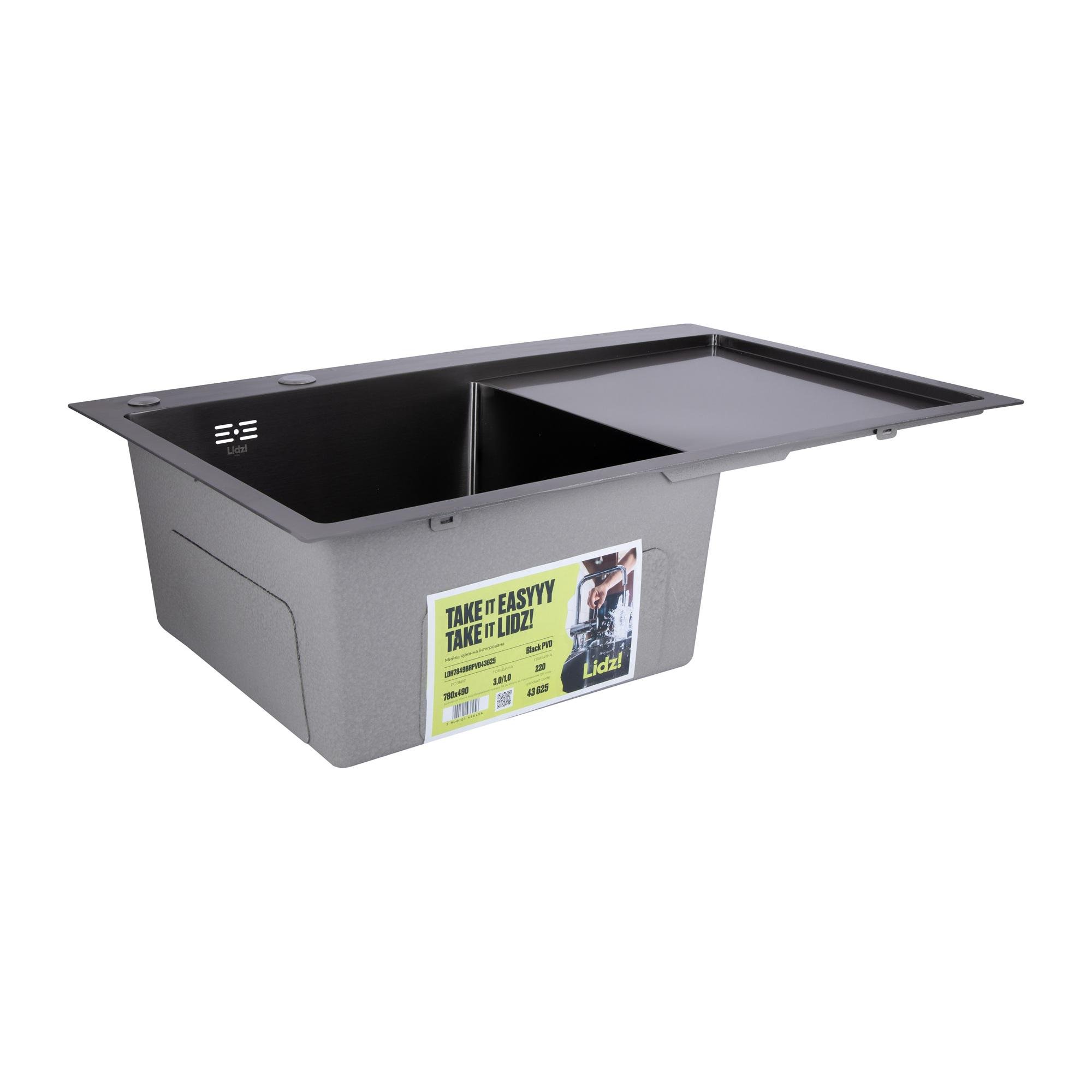 Мийка для кухні інтегрована Lidz Handmade H7849BR Brushed Black PVD крило праворуч з дозатором 3/1 мм (31022583) - фото 2 Мийка для кухні інтегрована Lidz Handmade H7849BR Brushed Black PVD крило праворуч з дозатором 3/1 мм (31022583) - фото 2