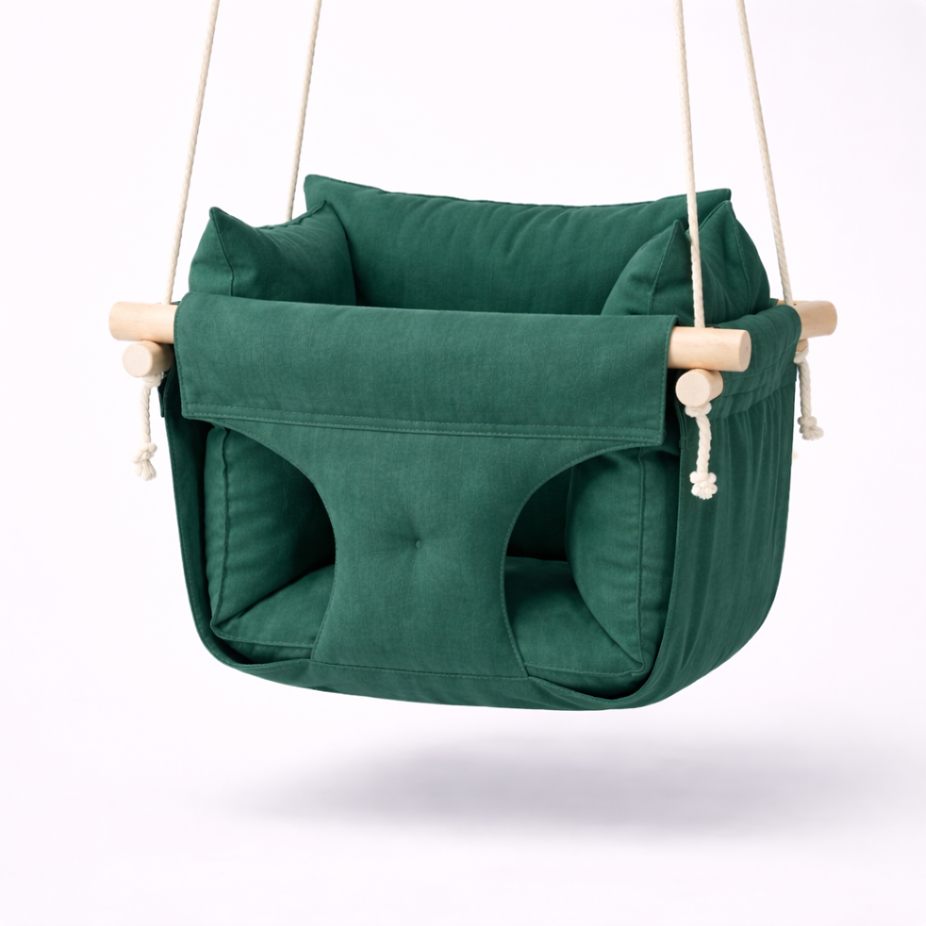 Детские качели подвесные Премиум и микровелюр Зеленый (gs-9222)