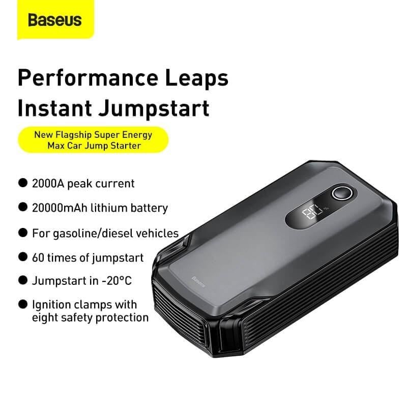 Зарядний пристрій для акумуляторів BASEUS 20000 mah 2000A Super Energy Max Car Jump Starter Black (CGNL020001) - фото 7