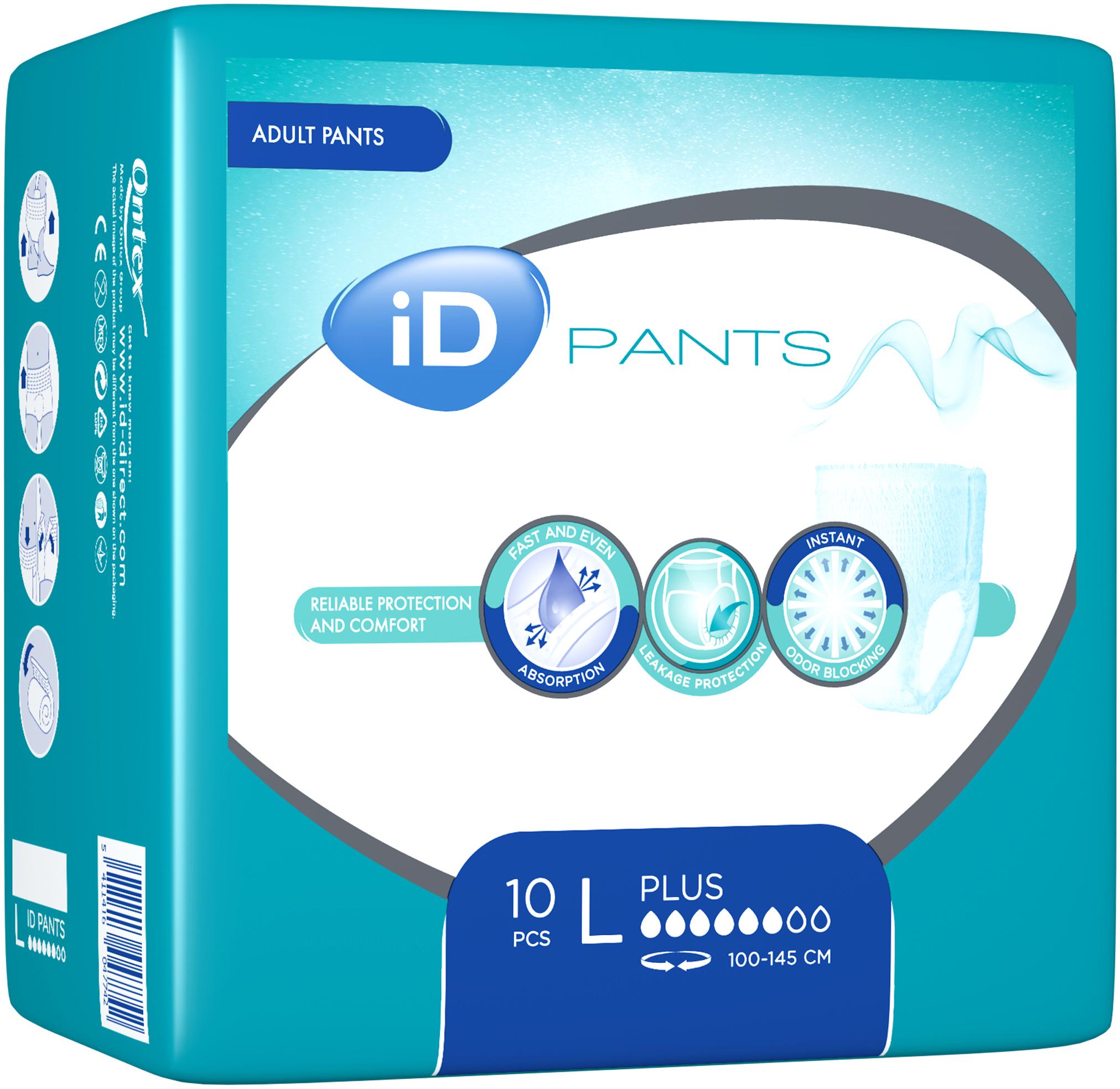 Подгузники-трусики для взрослых iD Expert Slip Plus L 100-145 см 10 шт.