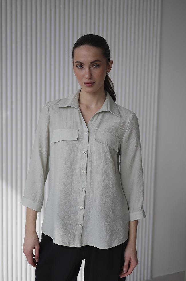 Рубашка Lipar 2952 с рукавом на пате и вырезом на спине р. 44 Мятный (16887406)