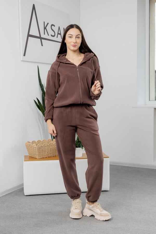 Спортивный костюм женский AKSAN зимний флисовый двойка XS Коричневый (25.2776_brown_40(XS))