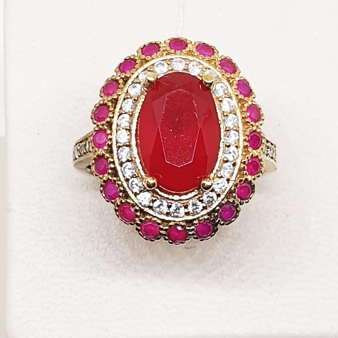 Кольцо позолоченное с корундом р. 16,5 3,07 м (1605686054)