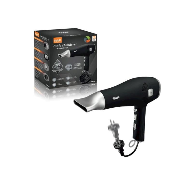 Фен для волос RAF R.402B с диффузором 3 режима 2 насадки 2200 Вт