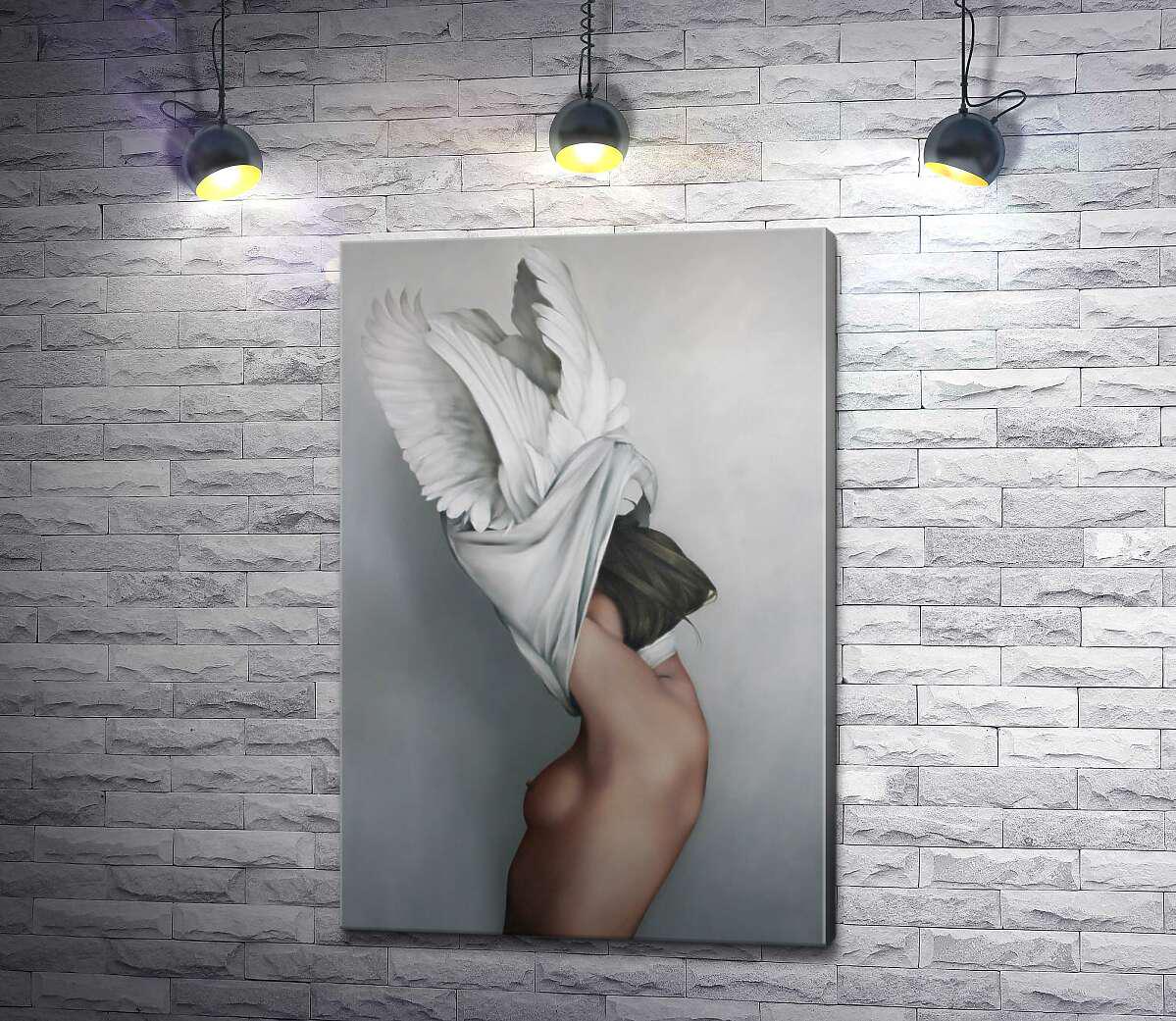 Картина ArtPoster Белые крылья на голове девушки – Эми Джадд 33x50 см Модуль №1 (001237)