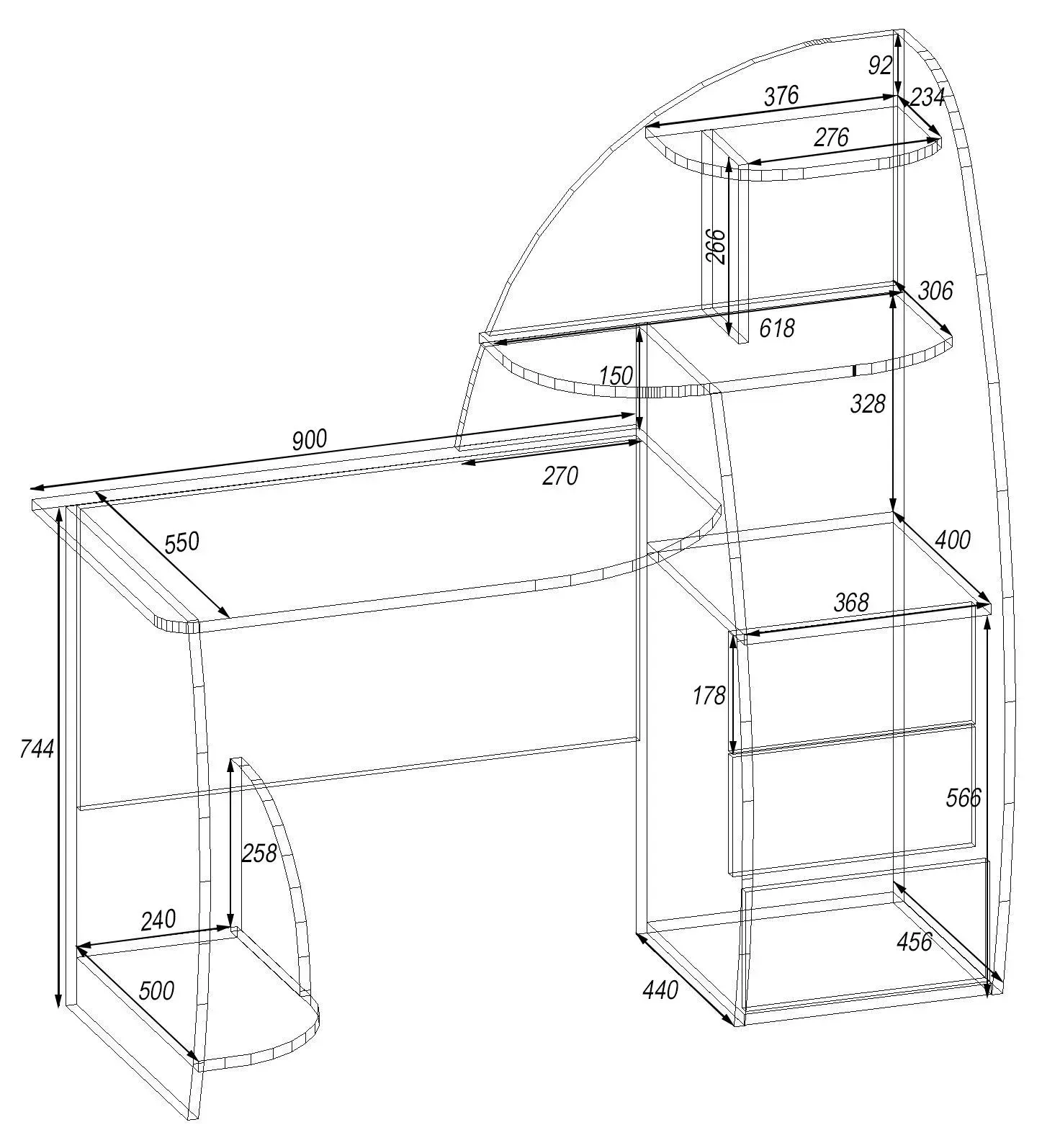 Стіл письмовий Kontinent СКП-2 №10 130х55х130 см Самоа Димчастий (81921058) - фото 2