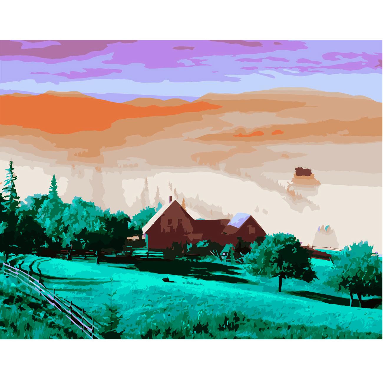 Картина по номерам Strateg Туманный пейзаж 40x50 см (VA-2734)