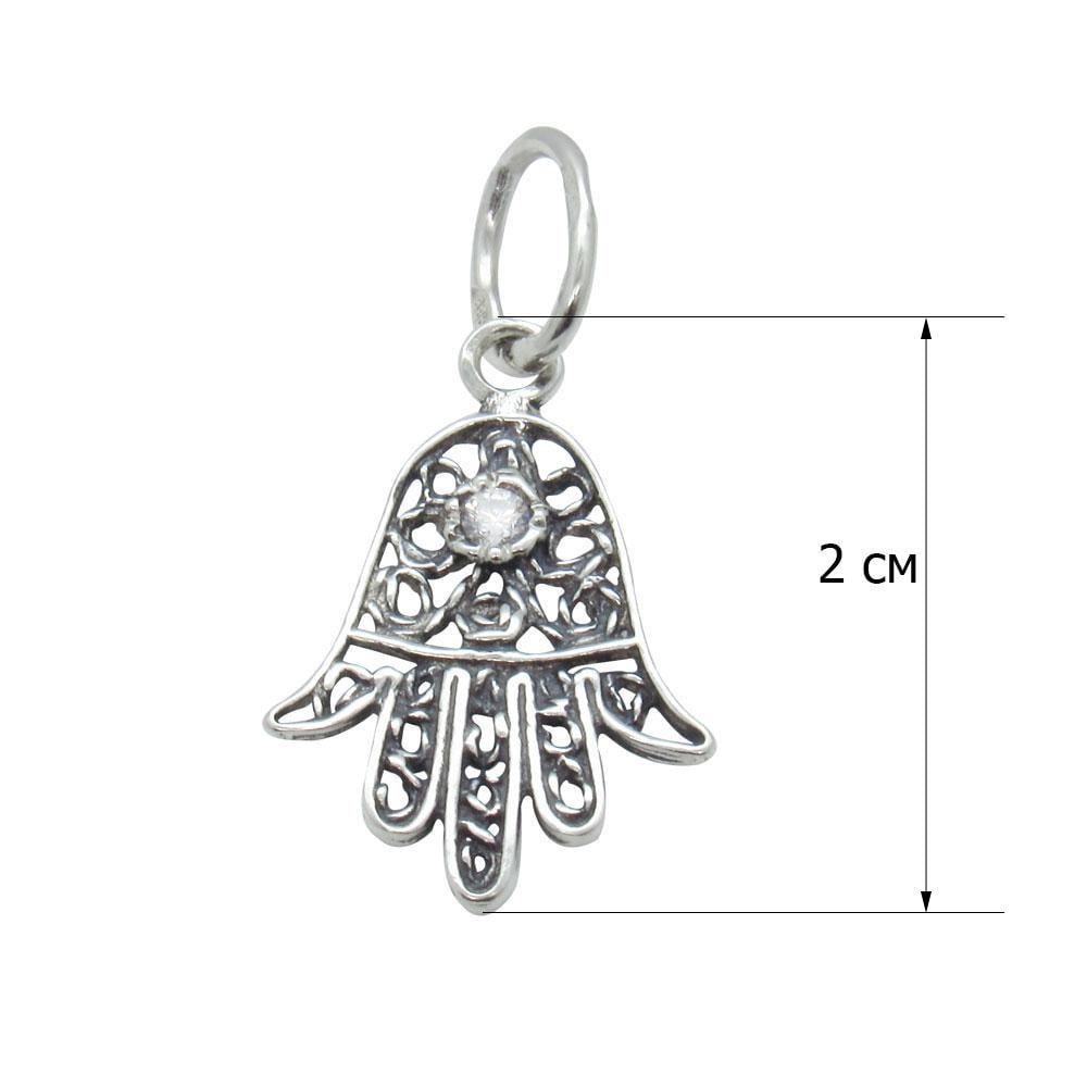 Срібний підвіс з фіанітом Хамса ажурна (1129972507) - фото 2 Срібний підвіс з фіанітом Хамса ажурна (1129972507) - фото 2