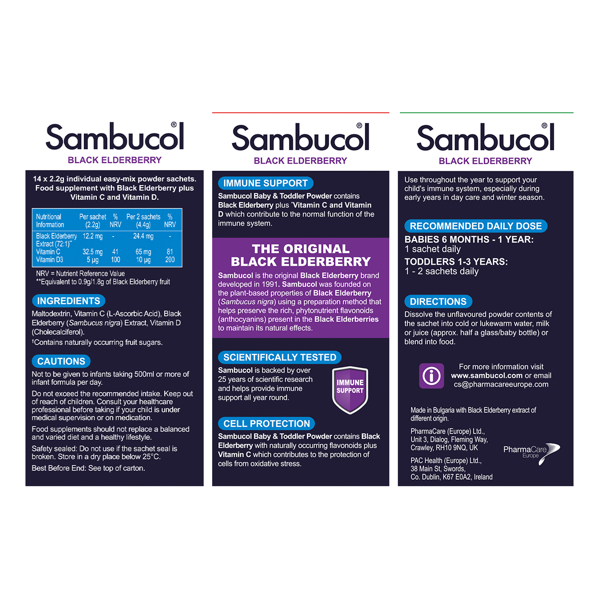 Самбукол саше для імунітету Sambucol Baby Powder Чорна бузина/Вітамін C/D для дітей від 6 місяців №14 - фото 3 Самбукол саше для імунітету Sambucol Baby Powder Чорна бузина/Вітамін C/D для дітей від 6 місяців №14 - фото 3