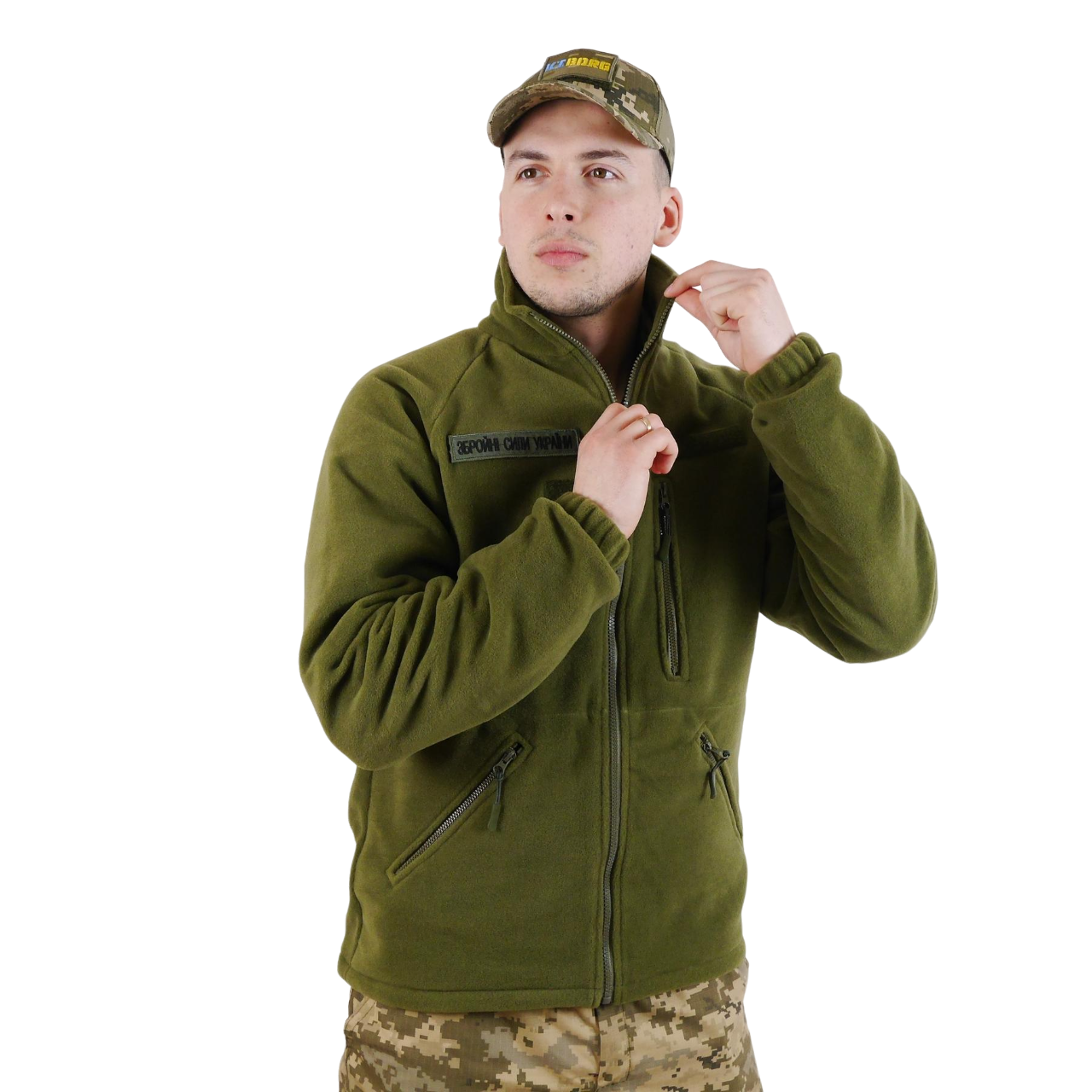 Кофта військова з липучками флісова M Оливковий - фото 3