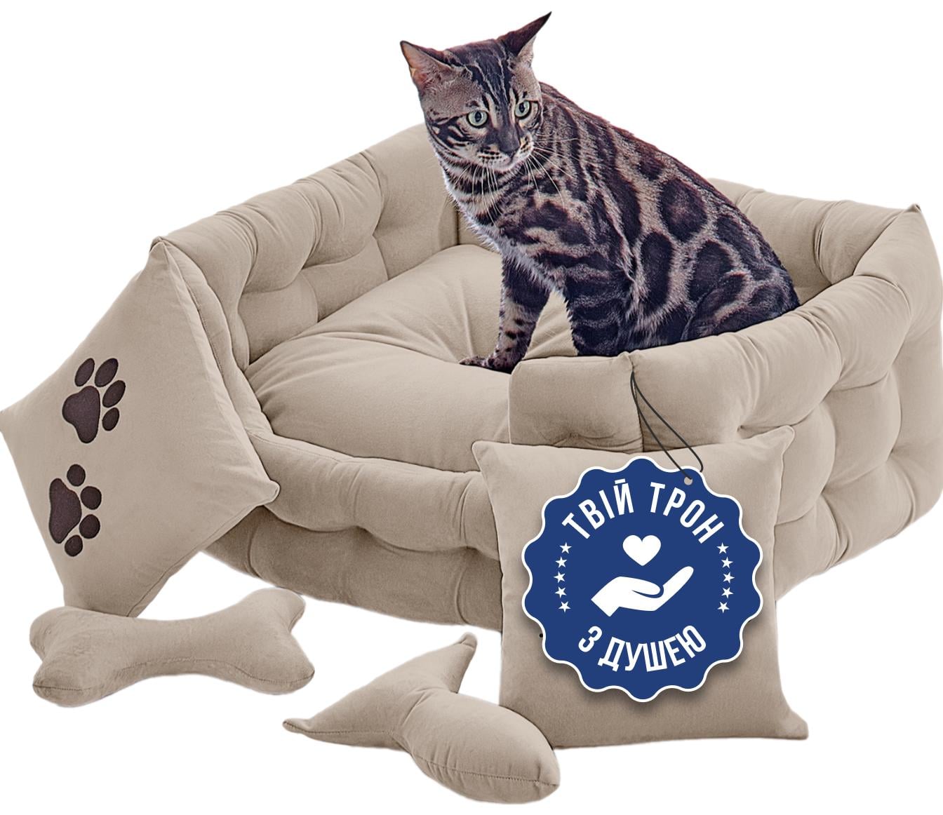 Лежак для тварин S 63х50 см Бежевий (29682925)