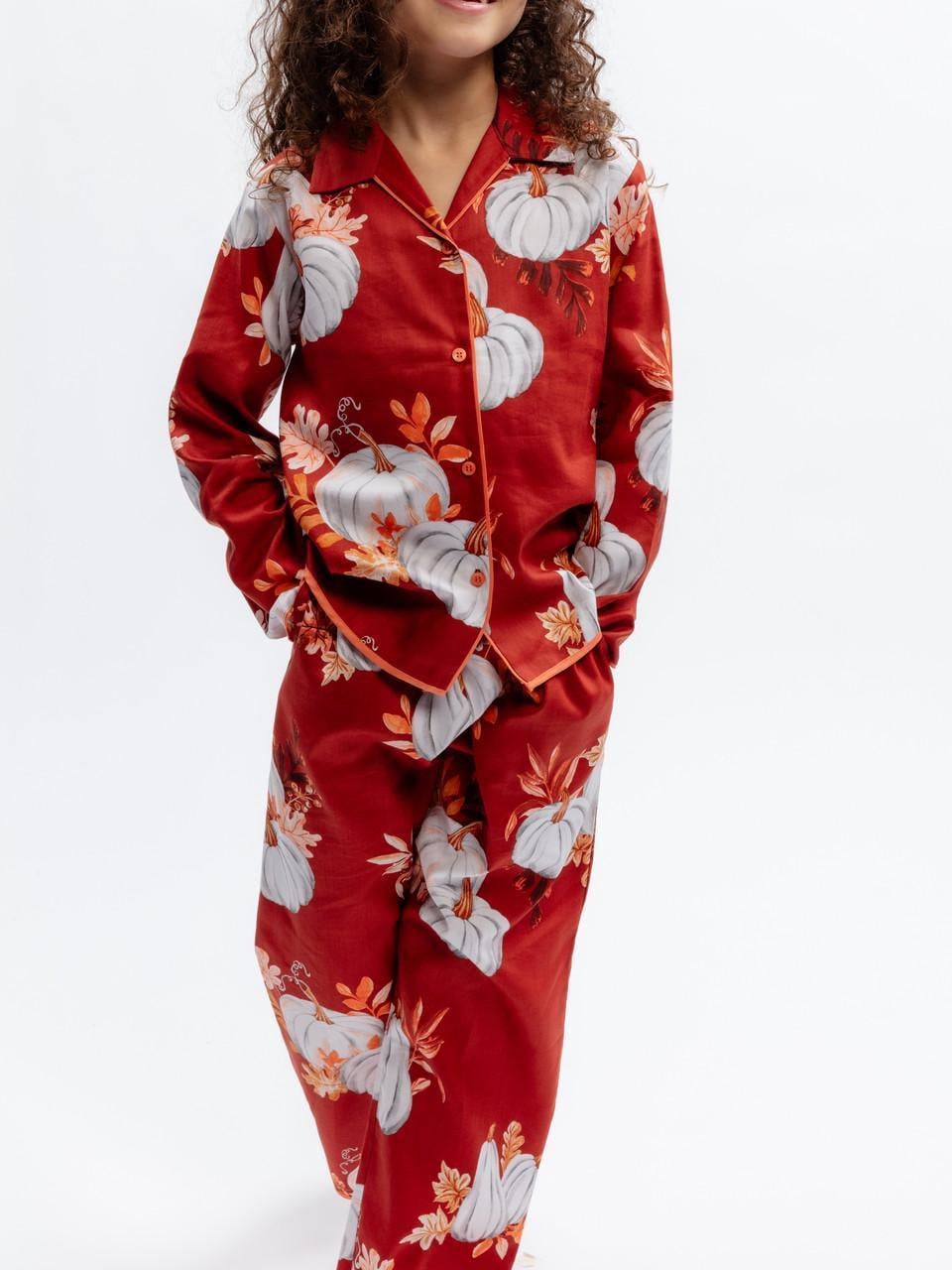 Пижама для девочки CYBERJAMMIES Pumpkin 7298 из мягкой смеси хлопка и модала 10-11 лет/146 см Оранжевый с тыквенным принтом (3172439231)