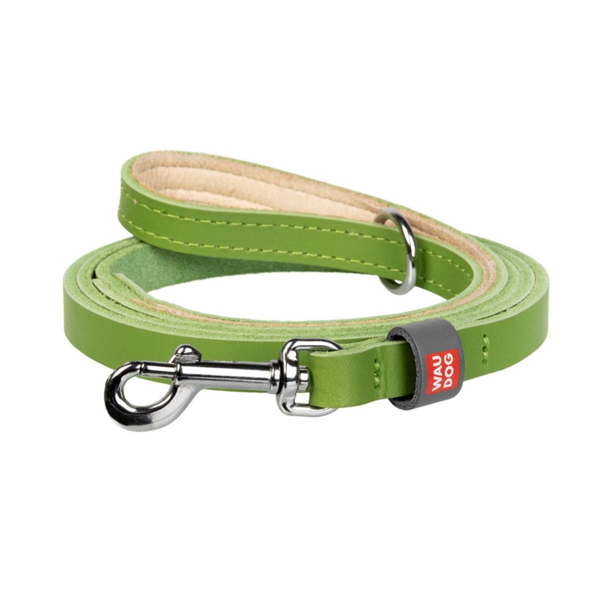 Поводок для кошек/мелких собак кожаный Waudog Classic XXS/XS 12 мм х 122 см Салатовый (60325 Col)