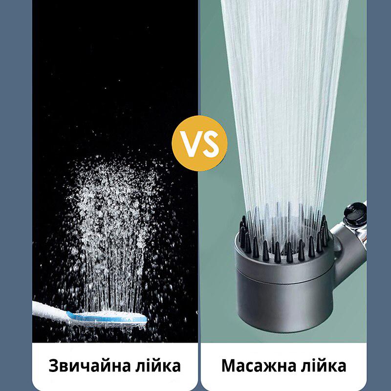 Лійка водозберігаюча масажна душова масажна з кріпленням тримача на стіну - фото 3