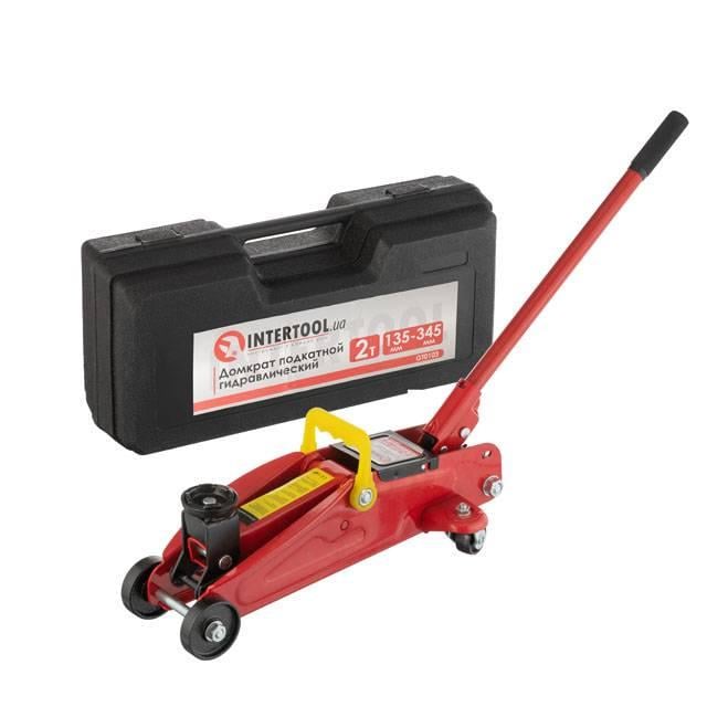 Домкрат гідравлічний Intertool підкатний 2 т  у валізі висота підйому 135-345 мм (GT0103)