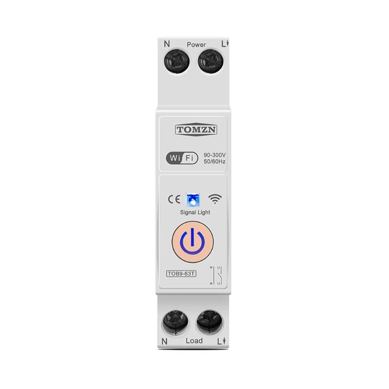 Выключатель умный WiFi TOMZN с таймером 1P+N 16A 230V Smart Life/Tuya (TOB9-63T-16A)