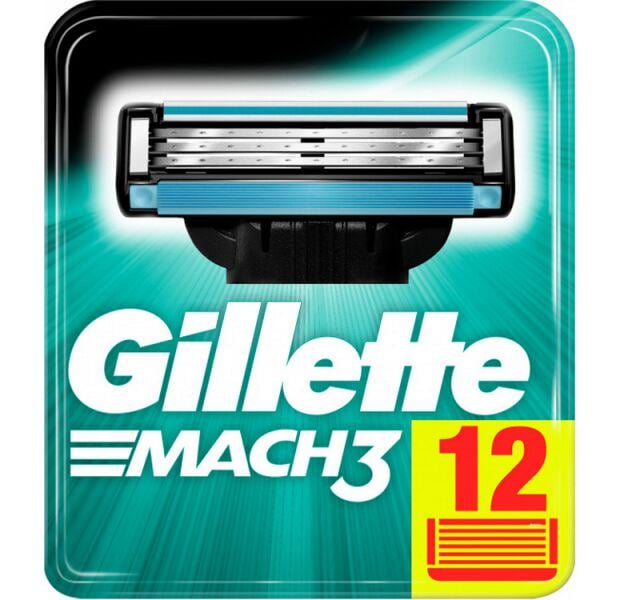 Картриджі змінні для гоління Mach3 чоловічі Gillette Mach 3 12 шт. (8232213)