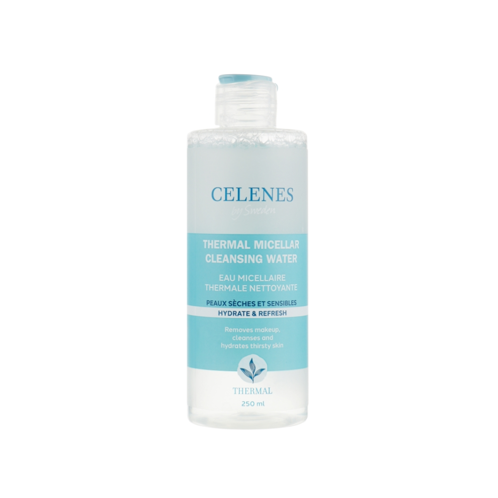 Термальна міцелярна вода для сухої та чутливої шкіри CELENES Thermal Micellar Cleansing Water Dry and Sensitive Skin 250 мл