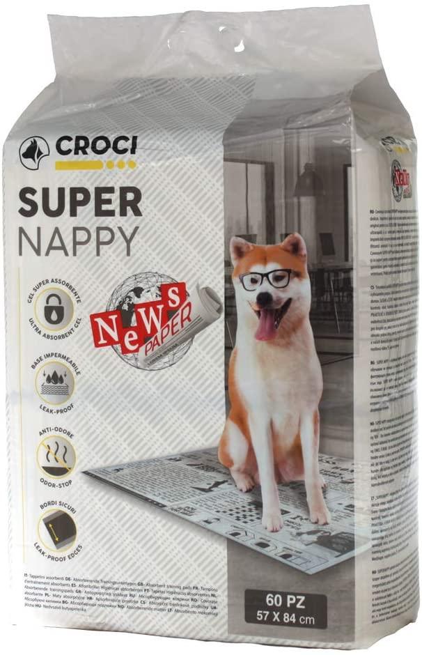 Одноразовые пеленки для собак Croci Super nappy с газетным принтом 57х84 см 60 шт