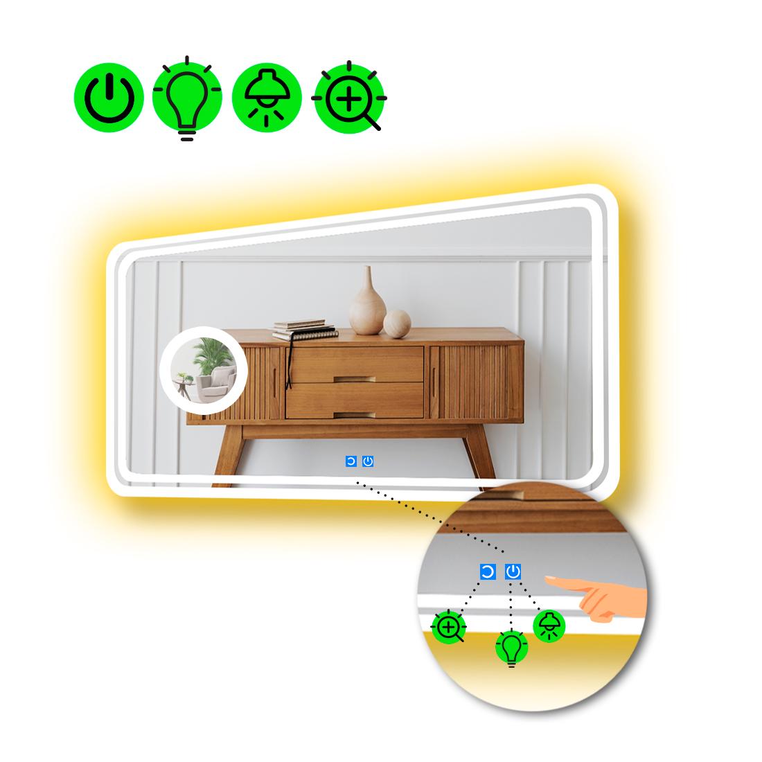 Зеркало с LED подсветкой Ottavia с двумя сенсорами и линзой без подсветки 120x80 см (8776897)