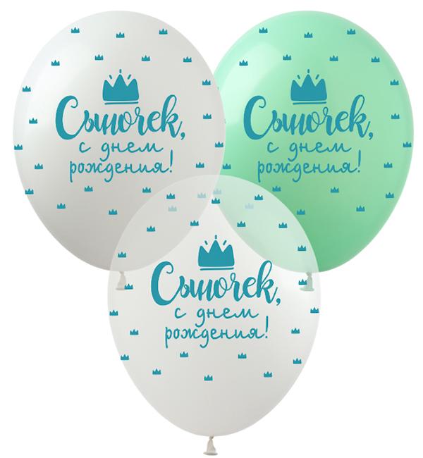 Воздушные шары Сыночек 10 шт. Ø 30 см Белый/Зеленый/Прозрачный