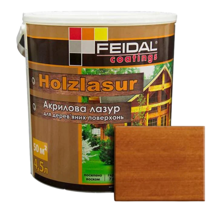 Лазурь акриловая Feidal Holzlasur тик 4,5 л (1886455874)