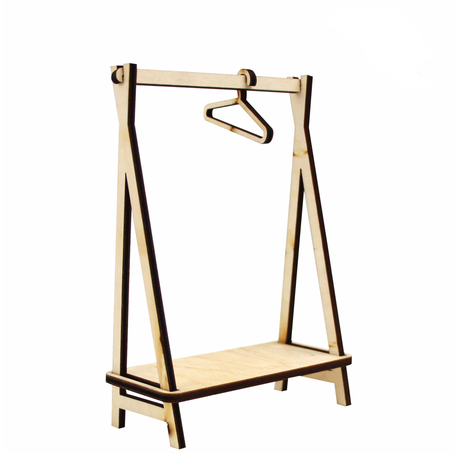 Кукольная мебель Rosa Talent Стойка для одежды 1 и 2 плечика модерн фанера 4х8,6х12 см (4823100236706)