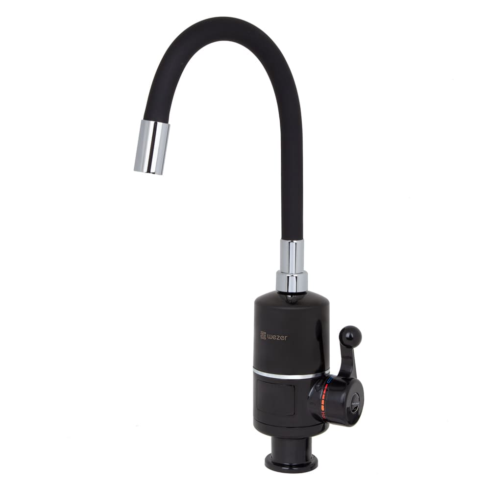 Проточний водонагрівач Wezer G05T для кухні з гнучким виливом 3,0 кВт Black (1055372)
