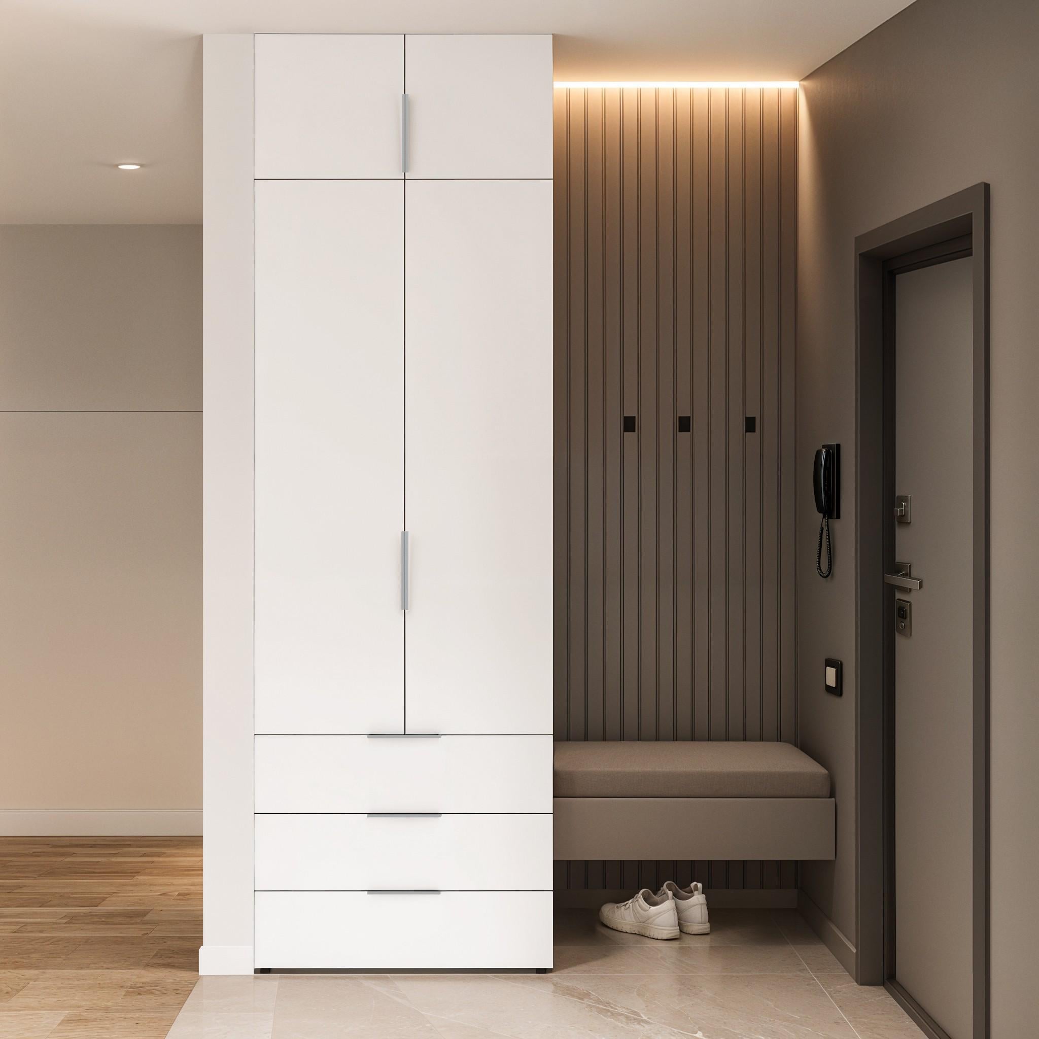 Шкаф со штангой и ящиками Versale 2 Antr 770x500x2400 мм Белый