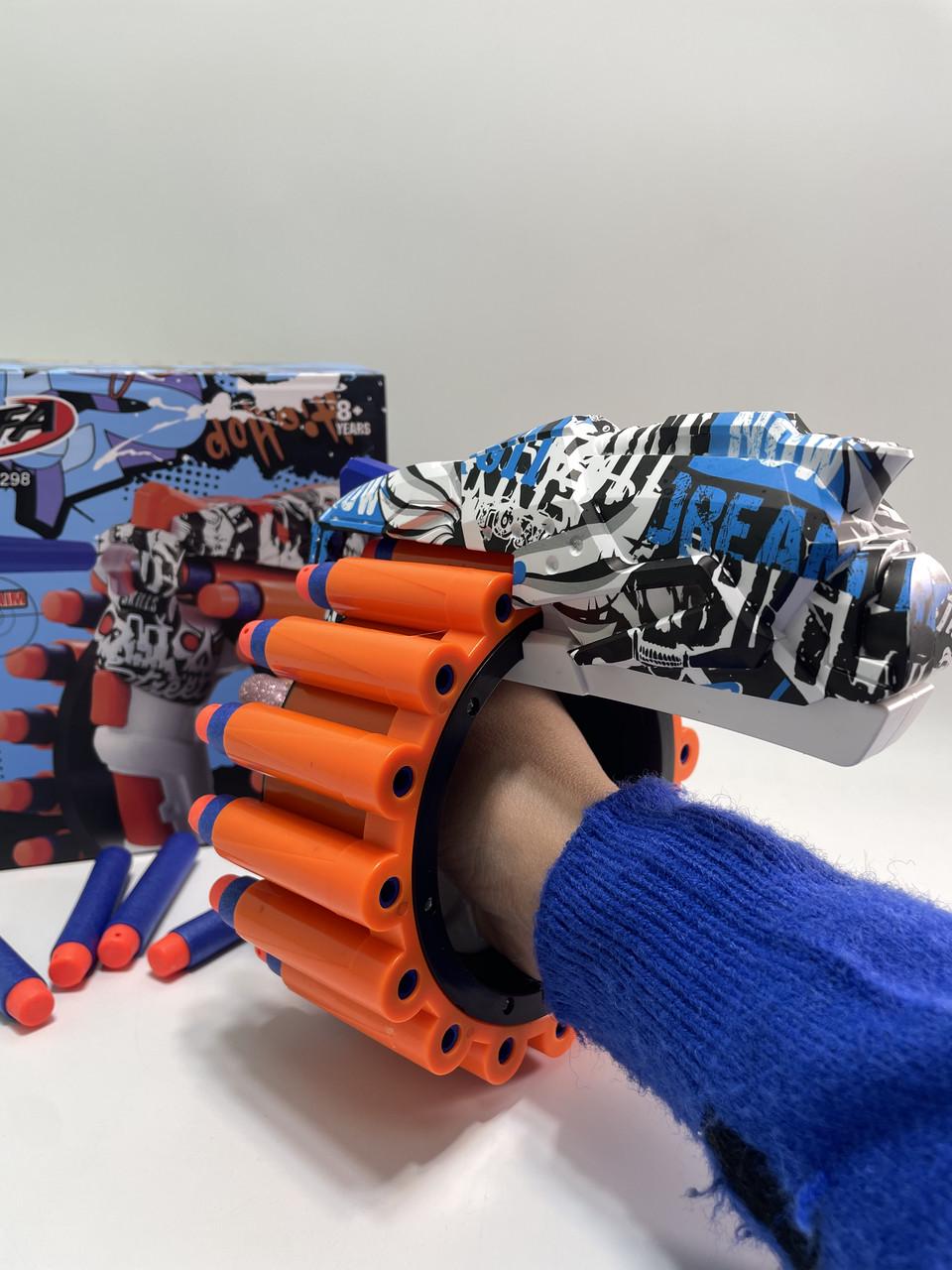 Пистолет AK 9298 60/2 механический принцип работы/стреляет мягкими патронами/20 патронов/в коробке - фото 3