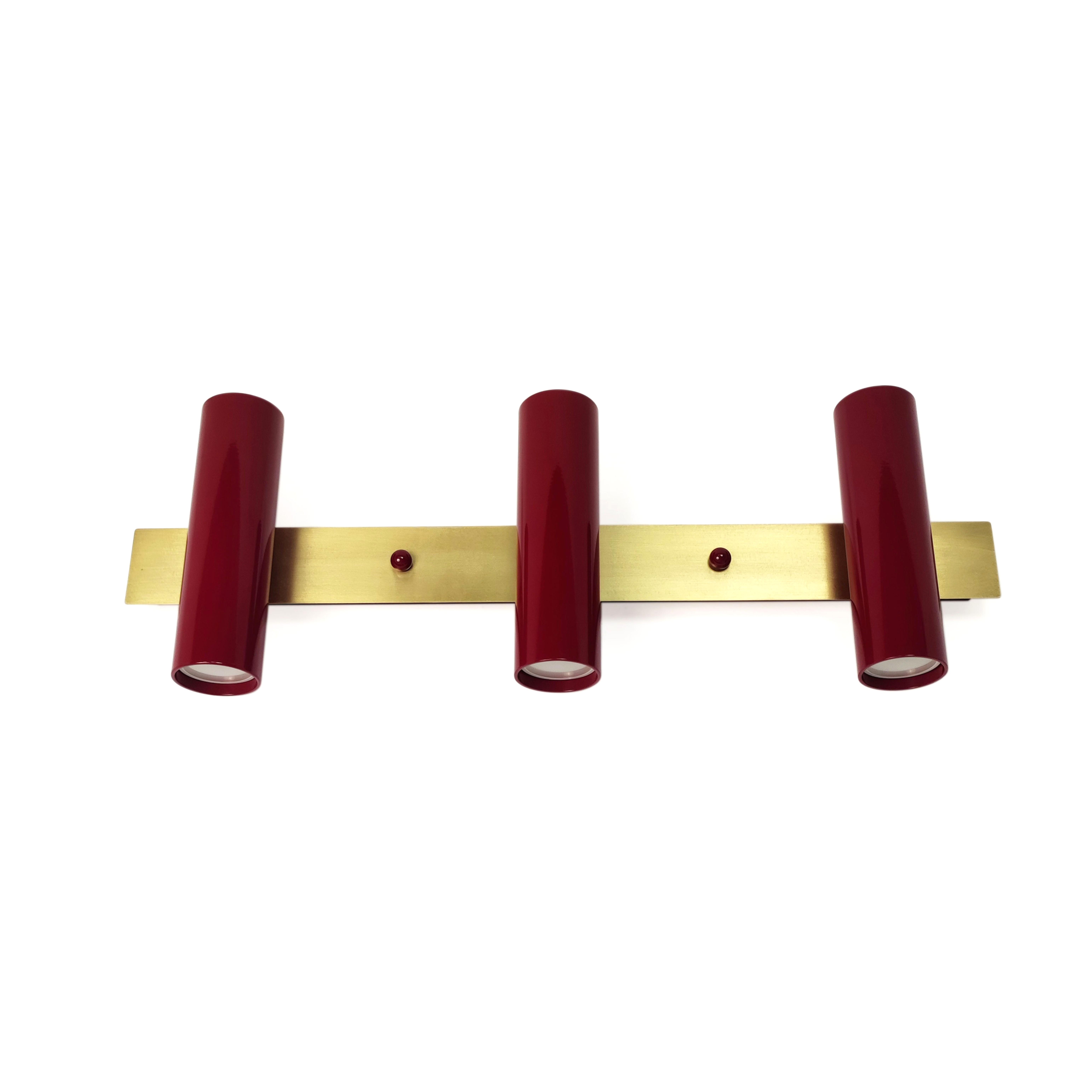 Настенный светильник с деталями Gaff Design из латуни для ванной Бургунди (BRASS12) - фото 4