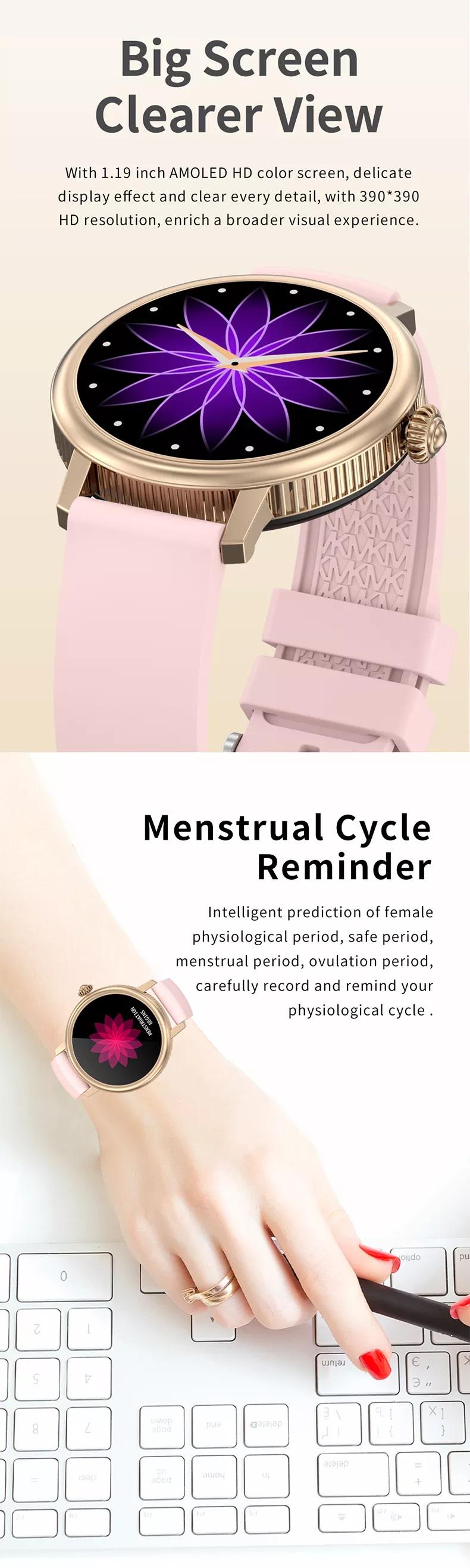 Смарт-годинник жіночий Lemfo CF90 з AMOLED екраном тонометр/пульсометр - фото 6 Смарт-годинник жіночий Lemfo CF90 з AMOLED екраном тонометр/пульсометр - фото 6