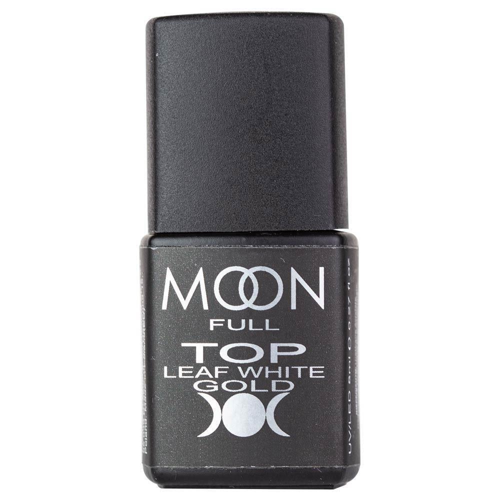 Топ для гель-лака с поталью Moon Full Top Leaf White Gold без липкого слоя 8 мл