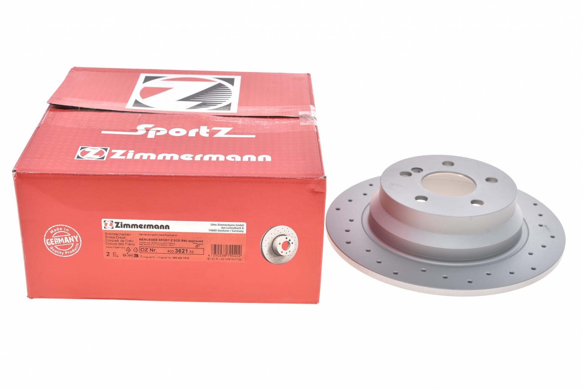 Диск тормозной задний ZIMMERMANN для Mercedes E-class W211/W212/S211/S212 02- 300x10 мм (400.3621.52)