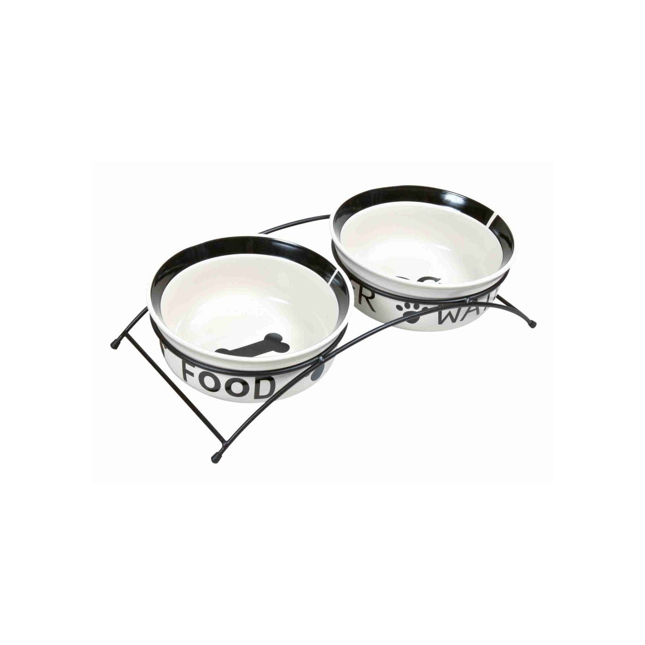 Миски Trixie для собак Eat on Feet двойные на металлической подставке Белый/Черный керамические 2x1,6 л/20 см (4011905246420)