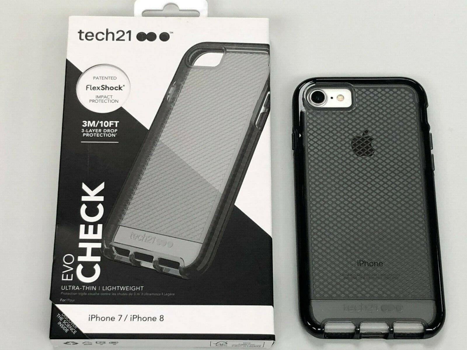 Противоударный полупрозрачный чехол Tech21 Evo Check для Iphone 7/8/SE 2020 Black - фото 5