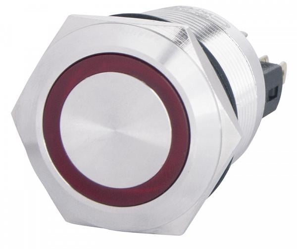 Кнопка плоская АСКО-Укрем TYJ 22-271 1NO+1NC металлическая LED 24 V 22 мм Красный (A0140010142)