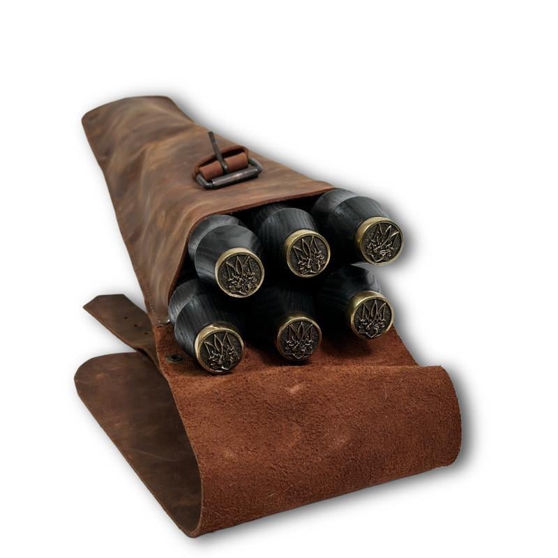 Набор шампуров BS61 Украинский герб в чехле из кожи