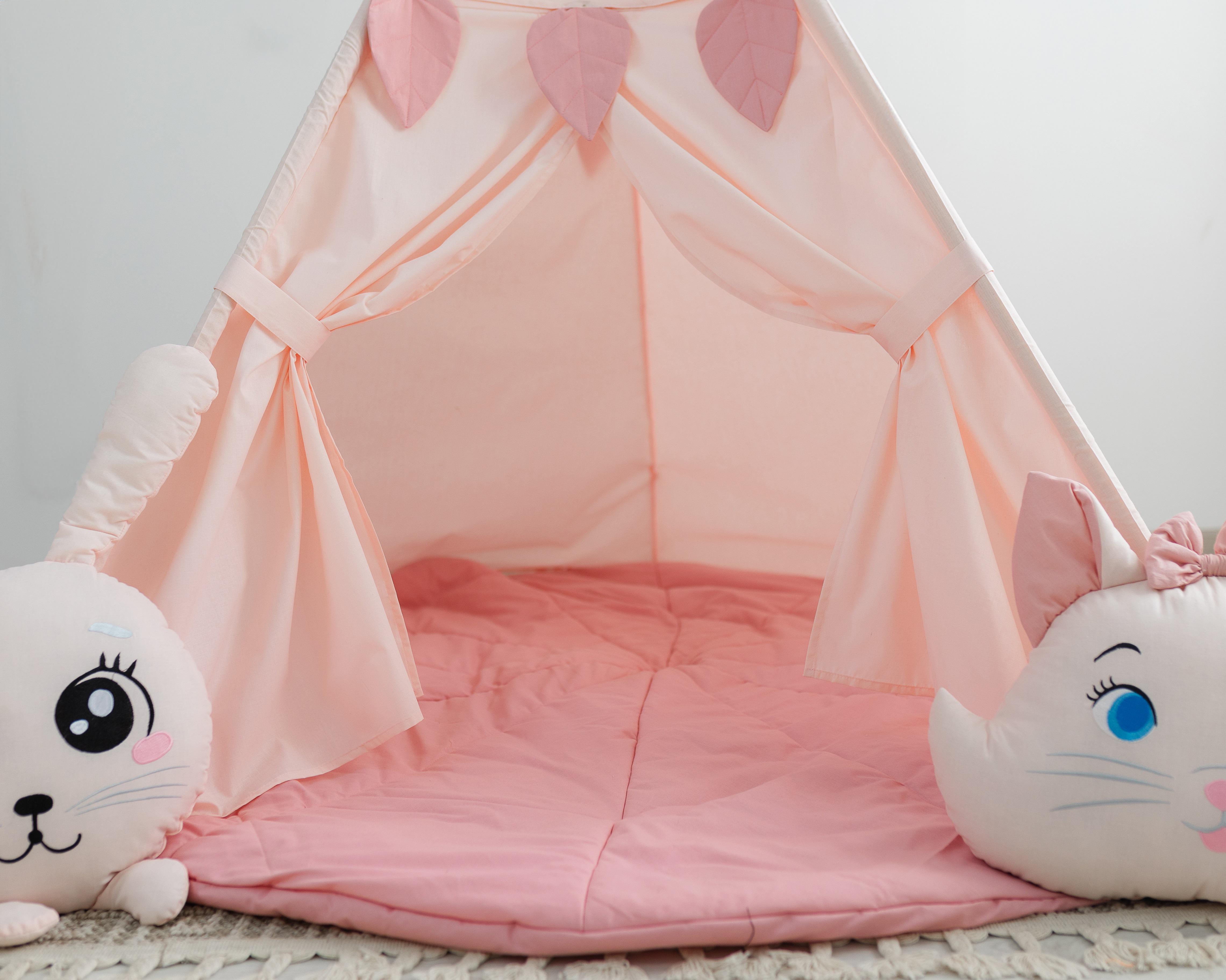 Вігвам для дітей Пухнасті друзі з об'ємним ковриком Пудровий (0002099) - фото 3 Вігвам для дітей Пухнасті друзі з об'ємним ковриком Пудровий (0002099) - фото 3
