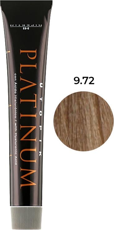 Крем-краска для волос профессиональная Hipertin Platinum Utopik №9.72 Очень светлый коричнево-перламутровый блонд 60 мл (31661)