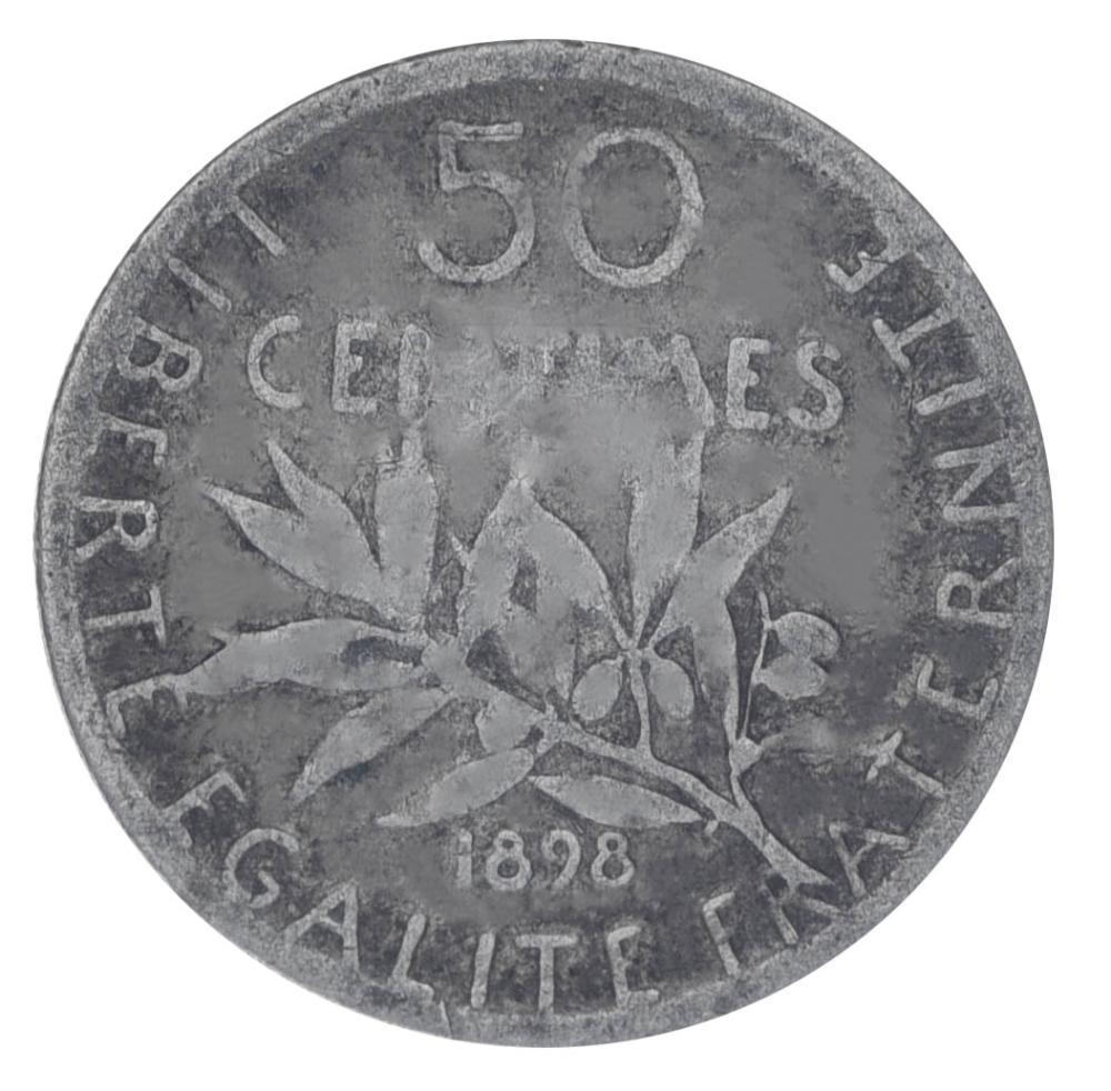 Коллекционная монета Франция 50 сантим 1898 Серебро F-VF (М17784)