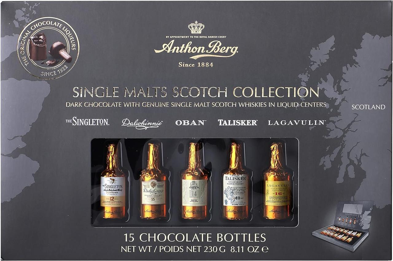 Шоколадні пляшечки з віскі ANTHON BERG Single Malt Whisky Liqueurs 15 шт. 230 г (2101030359)