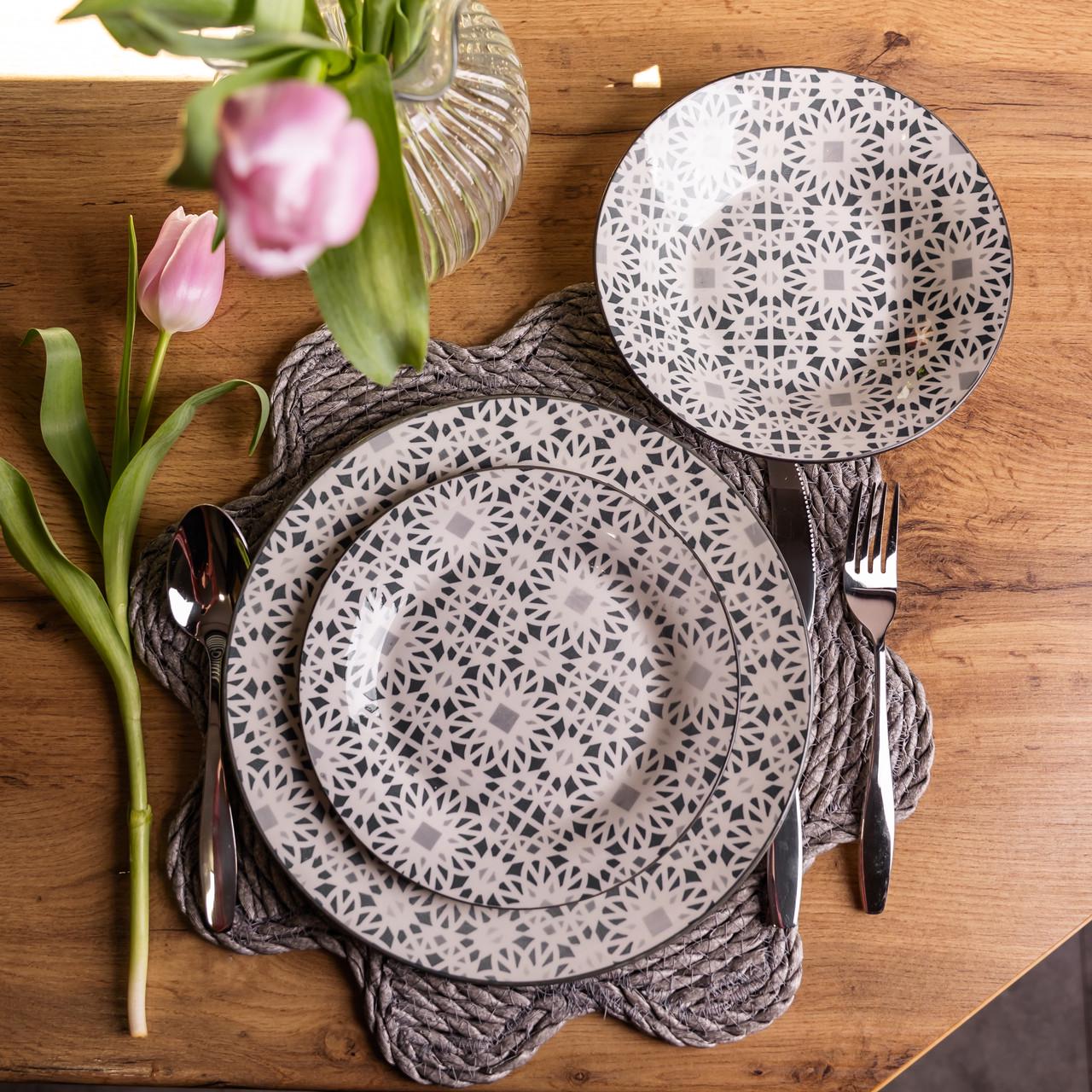 Сервиз столовый на 6 персон 18 пр. набор фарфоровых тарелок (HP-HK-A2)