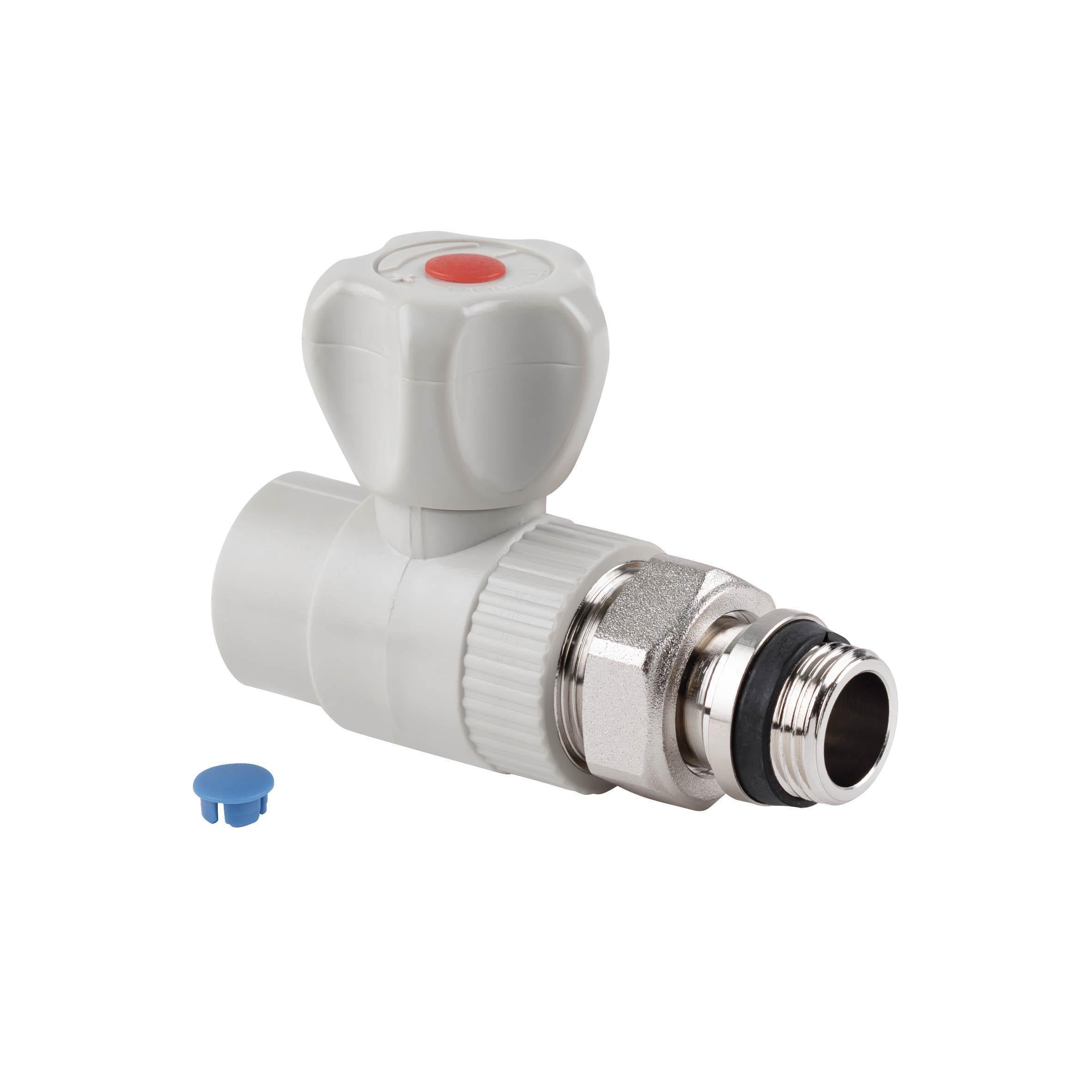 Кран полипропиленовый шаровый Thermo Alliance 20х1/2"Н прямой для радиаторов.