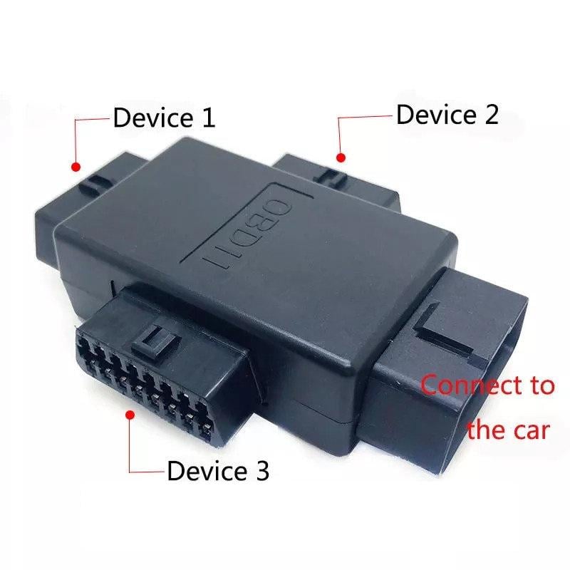 Трійник розгалужувач OBD2 х 3OBD2 для сканера автомобіля подовжувач універсальний Y Splitter OBDII 16PIN