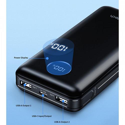 Повербанк Choetech B653-CCBK 20000 mAh PD3.0 45 W USB-C QC3.0 2хUSB-A 22,5 W Li-pol Чорний (573251) - фото 4